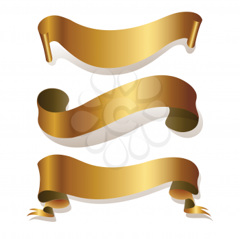 Royalty Free Clipart Image of Golden Ribbons