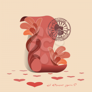 Royalty Free Clipart Image of a Valentine's Card With a Stamp