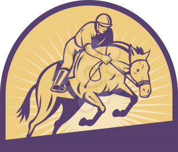 Royalty Free Clipart Image of a Horse and Equestrian