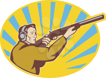 Royalty Free Clipart Image of a Guy Firing a Rifle
