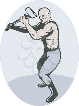 Royalty Free Clipart Image of a Man With an Ax