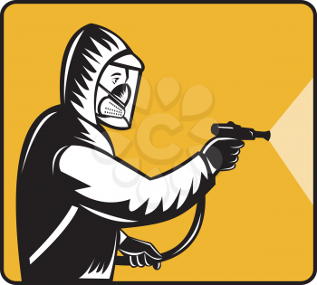 Royalty Free Clipart Image of a Man Spraying Pesticide