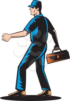 Royalty Free Clipart Image of a Repairman About to Shake Hands