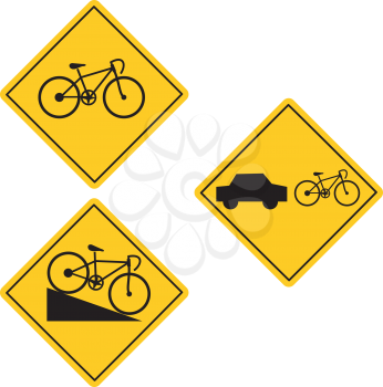 Royalty Free Clipart Image of Three Bike Signs