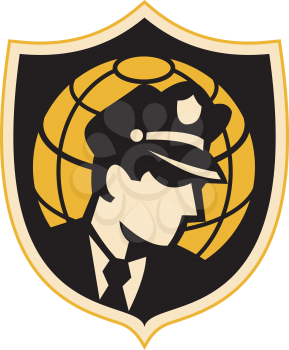Royalty Free Clipart Image of a Cop on a Shield