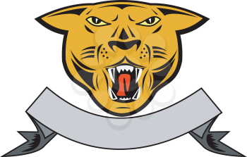 Royalty Free Clipart Image of a Puma Head and Banner