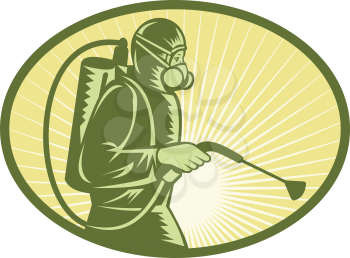 Royalty Free Clipart Image of a Person Spraying Insecticide