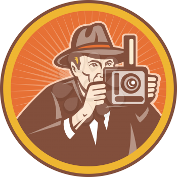 Royalty Free Clipart Image of a Man With a Camera