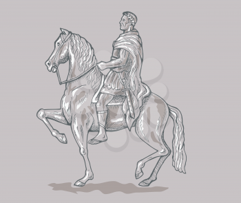 Royalty Free Clipart Image of a Roman on a Horse