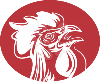Royalty Free Clipart Image of a Rooster's Head