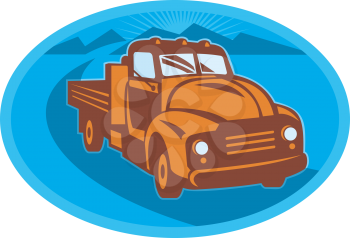 Royalty Free Clipart Image of an Old Pickup Truck