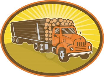 Royalty Free Clipart Image of a Logging Truck