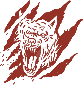Royalty Free Clipart Image of an Angry Wolf