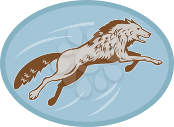 Royalty Free Clipart Image of a Lunging Wolf