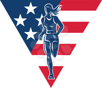 Royalty Free Clipart Image of a Runner with American Flag