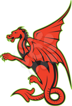 Cartoon illustration of a dragon on isolated white background done in cartoon style