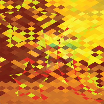Low polygon style illustration of an autumnal forest abstract background.