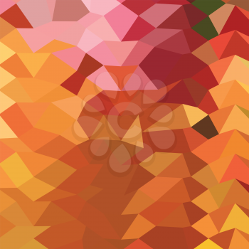 Low polygon style illustration of dark tangerine abstract geometric background.