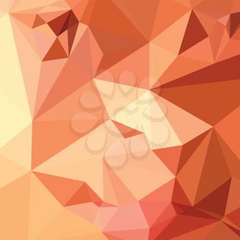 Low polygon style illustration of a tango orange abstract geometric background.