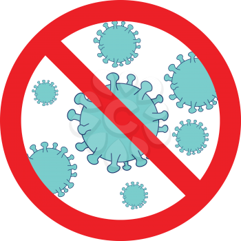 Retro style illustration of a prohibit or stop coronavirus infection symbol sign on isolated background.