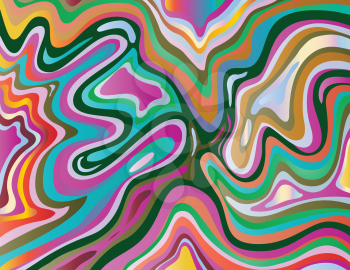 Digital marbling or inkscape illustration of an abstract swirling psychedelic, liquid marble and simulated marbling the Suminagashi Kintsugi marbled effect style shown in Auburn Red and Bud Green color.
