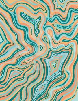 Digital marbling or inkscape illustration of an Aero Blue and Atomic Tangerine abstract swirling psychedelic liquid marble simulated marbling in Suminagashi Kintsugi marbled effect style in color.
