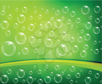 Royalty Free Clipart Image of a Green Bubble Background
