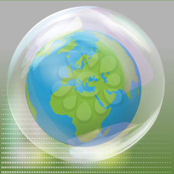Royalty Free Clipart Image of the Earth Inside a Bubble