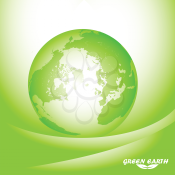 Royalty Free Clipart Image of a Green Earth Globe on Green