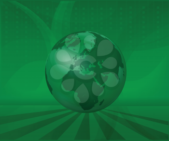 Royalty Free Clipart Image of an Earth Globe on Green