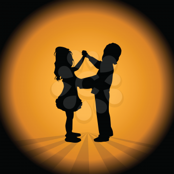 Royalty Free Clipart Image of Dancing Silhouette Children