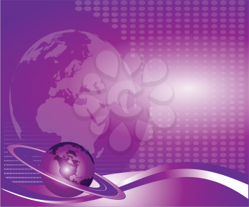 Royalty Free Clipart Image of a Purple Background With Globes