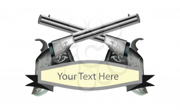 Royalty Free Clipart Image of Old Guns With Space for Text