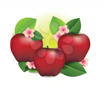 Royalty Free Clipart Image of Apples and Flowers