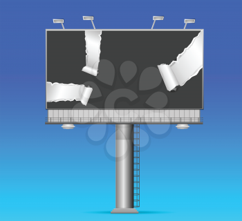 Royalty Free Clipart Image of a Billboard With Torn Paper 