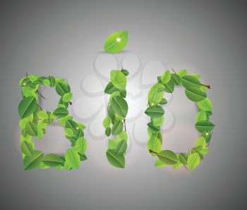 Royalty Free Clipart Image of Bio Text Made With Leaves 