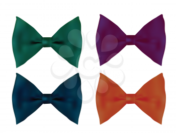 Collection of four realistic tie bows 