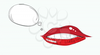 Lips with Bubble Speech isolated 