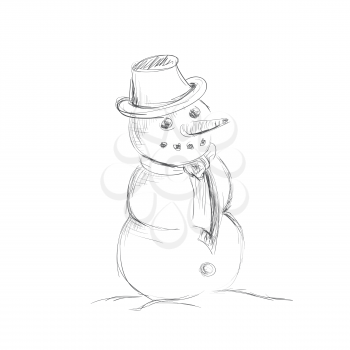Snowman Hand Drawn Illustration Sketch