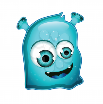 Blue Shiny Jelly Monster Isolated on White