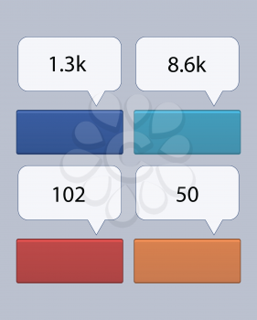 Like and Share Rectangular Buttons Pop Us or Notification