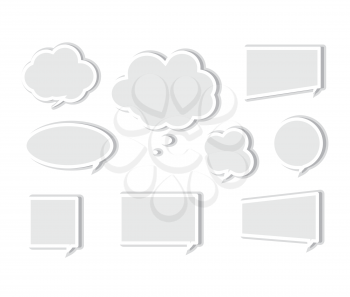 Set of Paper Speech Bubbles Isolated on White