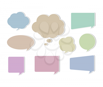 Soft Color Flat Speech Bubbles on Various Shape and Forms