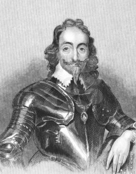 Royalty Free Photo of Charles I (1600-1649) on engraving from the 1800s. King of England, Scotland and Ireland from 1625 until his execution. Published in London by L.Tallis.