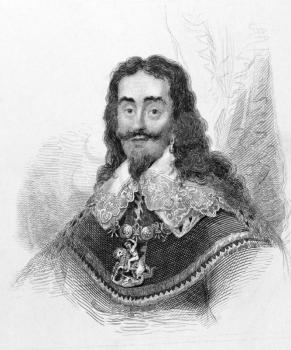 Royalty Free Photo of Charles I (1600-1649) on engraving from the 1800s. King of England, Scotland and Ireland from 1625 until his execution.