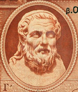 Royalty Free Photo of Hesiod on 50 Drachmai 1941 Banknote from Greece. Ancient Greek oral poet.