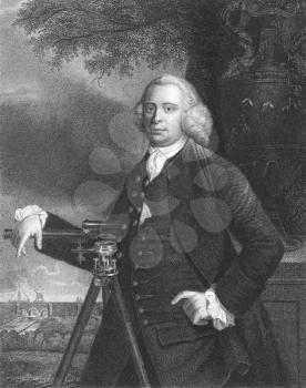 Royalty Free Photo of James Brindley (1716-1772) on engraving from the 1800s. One of the most notable engineers of the 18th century. Engraved by J. T. Wedgwood and published in London by Charles Knigh