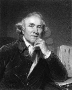 Royalty Free Photo of John Hunter (1728-1793) on engraving from the 1800s. The father of scientific surgery. One of the first to apply a rational and scientific approach to surgery