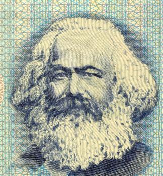 Royalty Free Photo of Karl Marx (1818-1883) on 100 Mark 1975 Banknote from East Germany. German philosopher, political economist, historian, political theorist, sociologist, and communist revolutionar