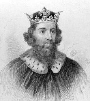 Royalty Free Photo of King Alfred the Great (849-899) on engraving from the 1800s. King of the Anglo-Saxon kingdom of Wessex from 871 to 899. Noted for his defense of the Anglo-Saxon kingdoms of south